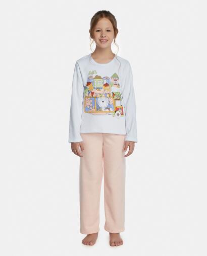 Pijama Feminino Kids Manga Longa e Calça Plush