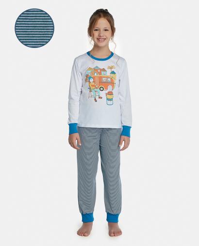 Pijama Feminino Kids Manga Longa e Calça Com Punhos