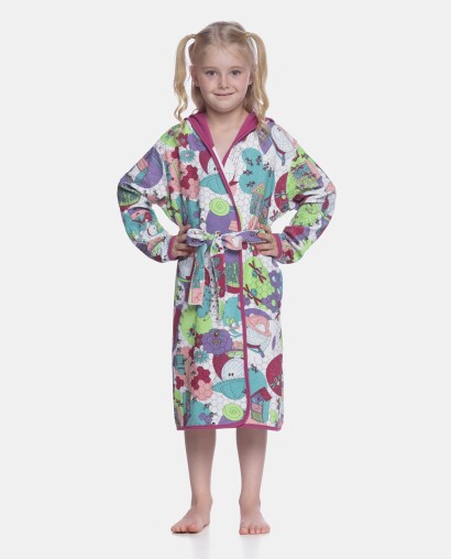 Roupão Feminino Kids Manga Longa Com Capuz