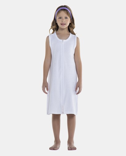 Roupão Feminino Kids Regata Zíper Atoalhado