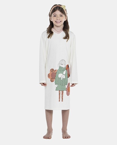 Roupão Feminino Kids Manga Longa Fechado Com Capuz Atoalhado