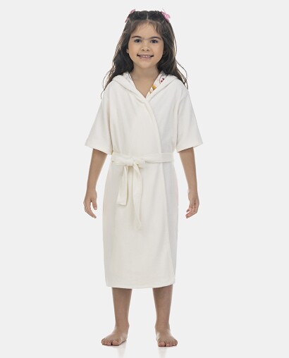 Roupão Feminino Kids Manga Curta Com Capuz