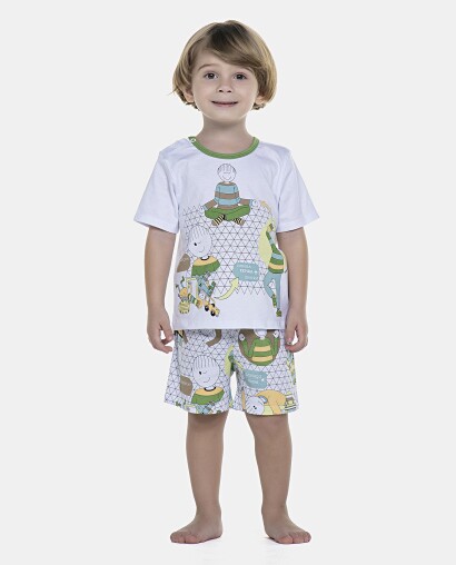 Pijama Masculino Baby Manga Curta e Bermuda