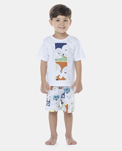 Pijama Masculino Baby Manga Curta e Bermuda