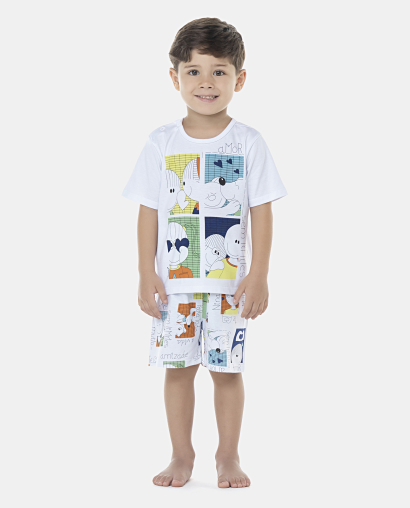 Pijama Masculino Baby Manga Curta e Bermuda