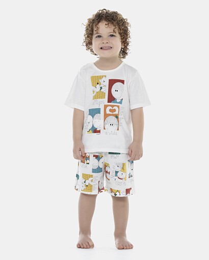 Pijama Masculino Baby Manga Curta e Bermuda