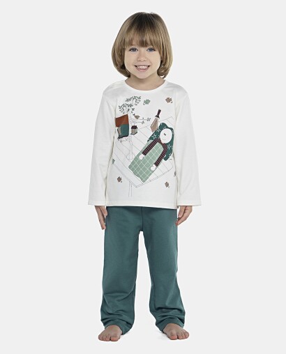 Pijama Masculino Baby Manga Longa e Calça Moletinho