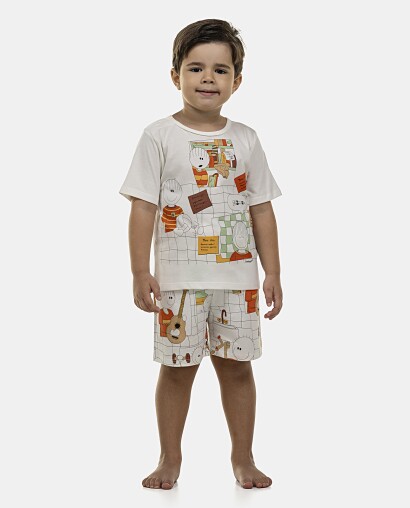 Pijama Masculino Baby Manga Curta e Bermuda