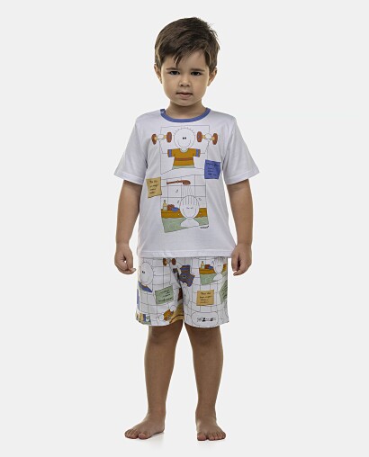 Pijama Masculino Baby Manga Curta e Bermuda