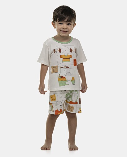 Pijama Masculino Baby Manga Curta e Bermuda
