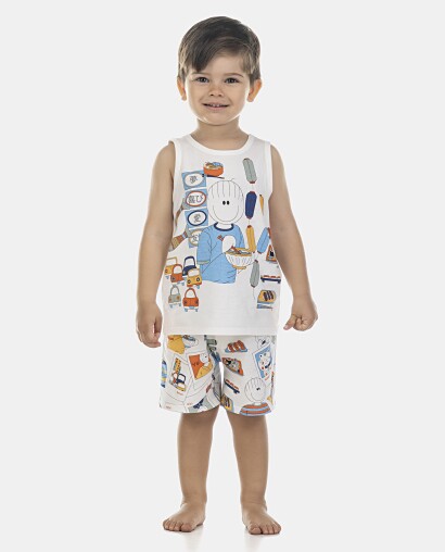Pijama Masculino Baby Regata e Bermuda