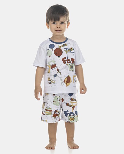 Pijama Masculino Baby Manga Curta e Bermuda
