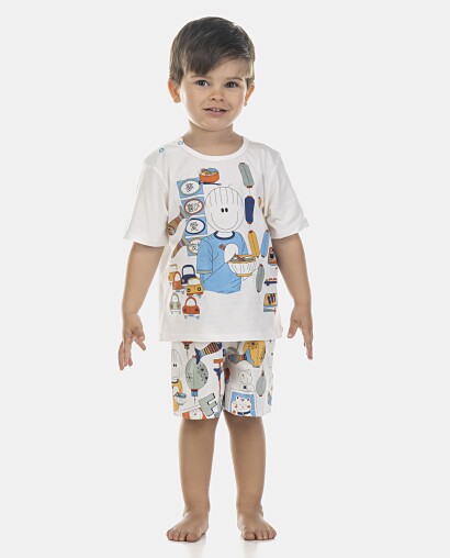 Pijama Masculino Baby Manga Curta e Bermuda