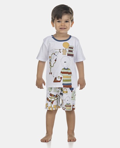 Pijama Masculino Baby Manga Curta e Bermuda