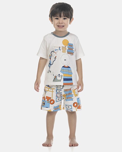 Pijama Masculino Baby Manga Curta e Bermuda