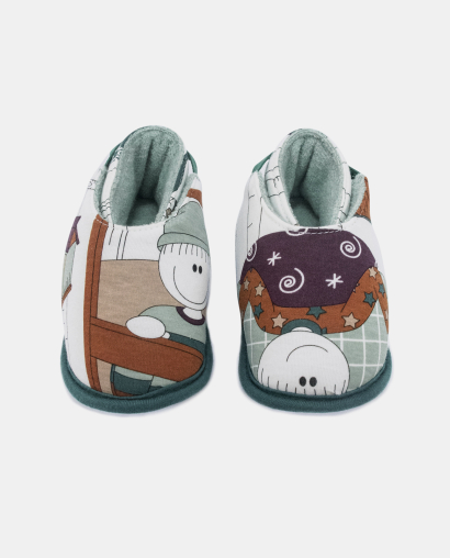 Pantufa Masculina Baby Fechada Com Elástico e Estampa Corrida 