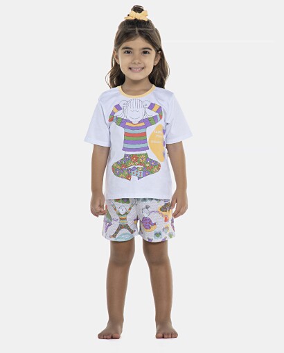Pijama Feminino Baby Manga Curta e Short