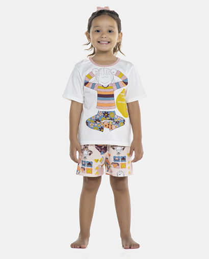 Pijama Feminino Baby Manga Curta e Short