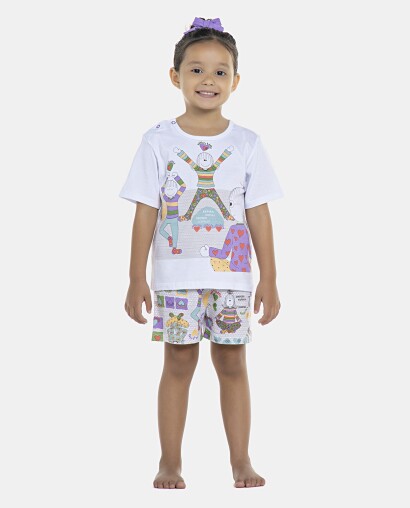 Pijama Feminino Baby Manga Curta e Short