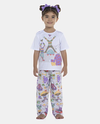 Pijama Feminino Baby Manga Curta e Calça
