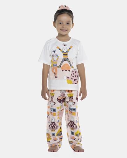 Pijama Feminino Baby Manga Curta e Calça