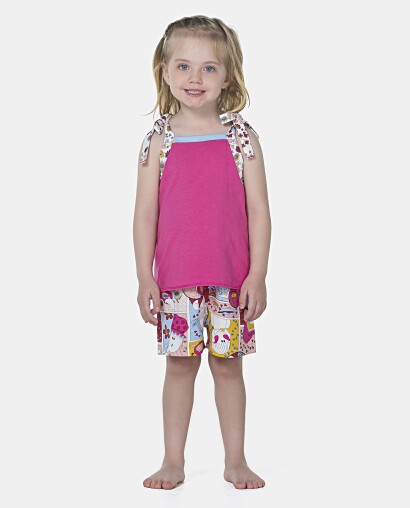 Pijama Feminino Baby Alça Amarração e Short