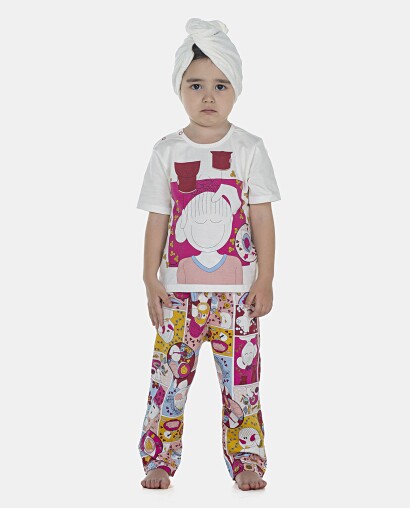 Pijama Feminino Baby Manga Curta e Calça
