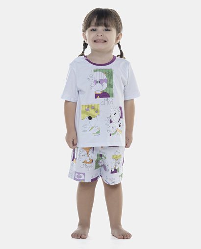 Pijama Feminino Baby Manga Curta e Short