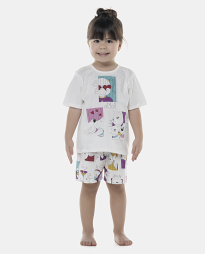Pijama Feminino Baby Manga Curta e Short
