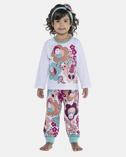 Pijama Feminino Baby Manga Longa e Calça Com Punhos