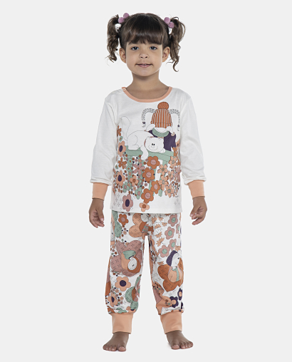 Pijama Feminino Baby Manga Longa e Calça Com Punhos