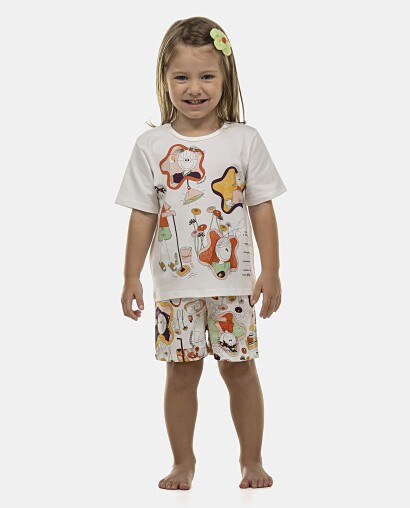 Pijama Feminino Baby Manga Curta e Short