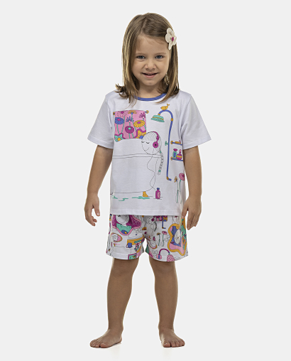 Pijama Feminino Baby Manga Curta e Short
