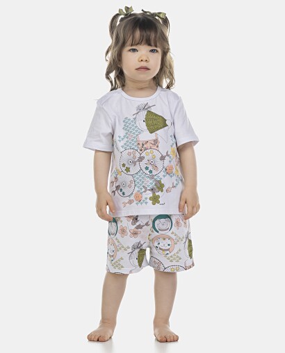 Pijama Feminino Baby Manga Curta e Short