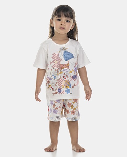 Pijama Feminino Baby Manga Curta e Short