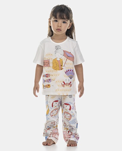 Pijama Feminino Baby Manga Curta e Calça