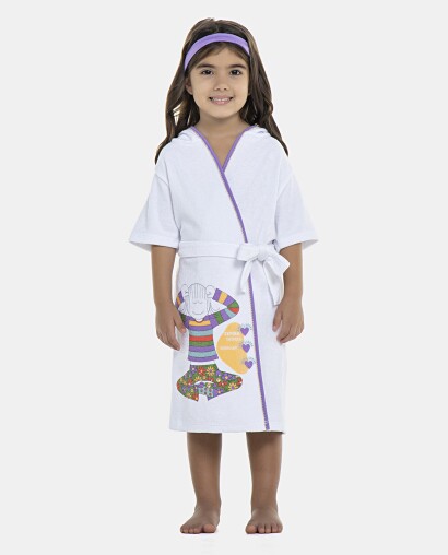 Roupão Feminino Baby Manga Curta Atoalhado