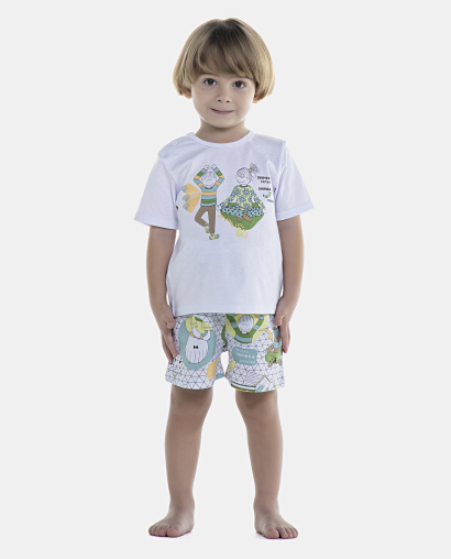 Pijama Baby Manga Curta e Short Unissex