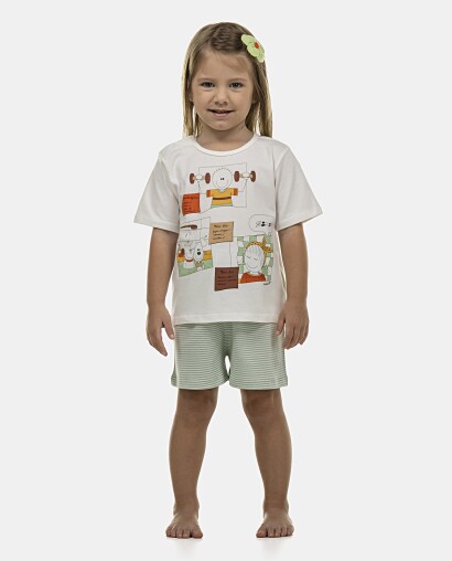 Pijama Baby Manga Curta e Short Unissex