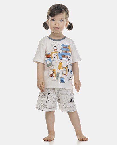 Pijama Baby Manga Curta e Short Unissex
