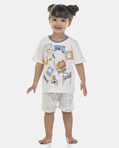 Pijama Baby Manga Curta e Short Unissex