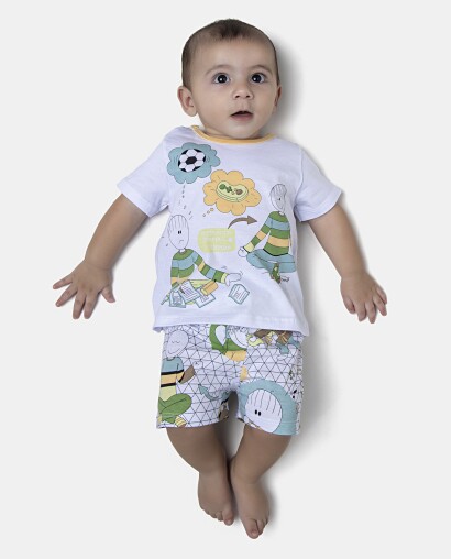 Pijama Masculino Bebe Manga Curta e Short
