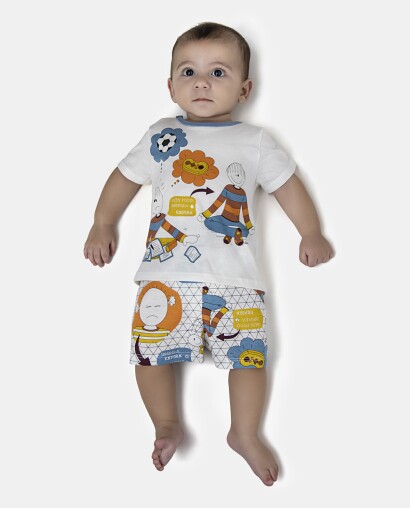 Pijama Masculino Bebe Manga Curta e Short
