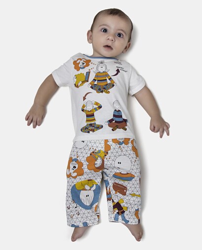 Pijama Masculino Bebe Manga Curta e Calça