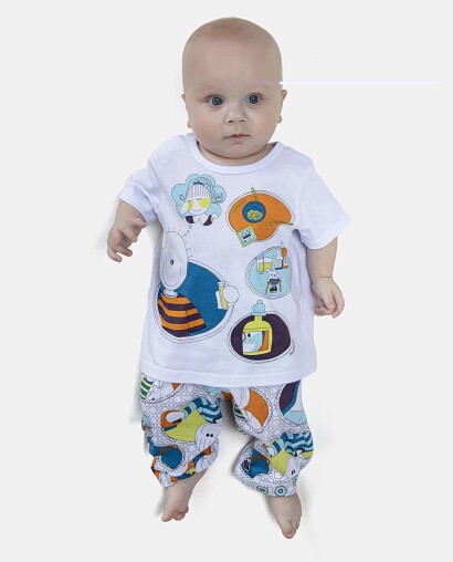Pijama Masculino Bebe Manga Curta e Calça