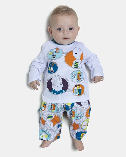 Pijama Masculino Bebe Manga Longa e Calça