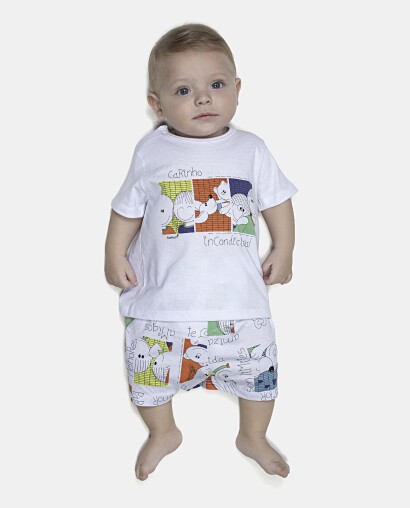 Pijama Masculino Bebe Manga Curta e Short