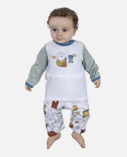 Pijama Masculino Bebe Body Manga Longa e Calça