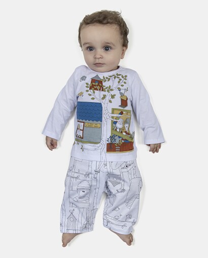 Pijama Masculino Bebe Manga Longa e Calça