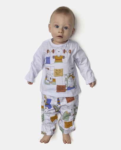 Pijama Masculino Bebê Manga Longa e Calça